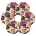 thumbnail image 7 of Yayeee 6 PCS Drink Coasters with Holder Set Woven Absorbent Round Tabletop Hot Pad, Flowers Pattern Style, 7 of 7