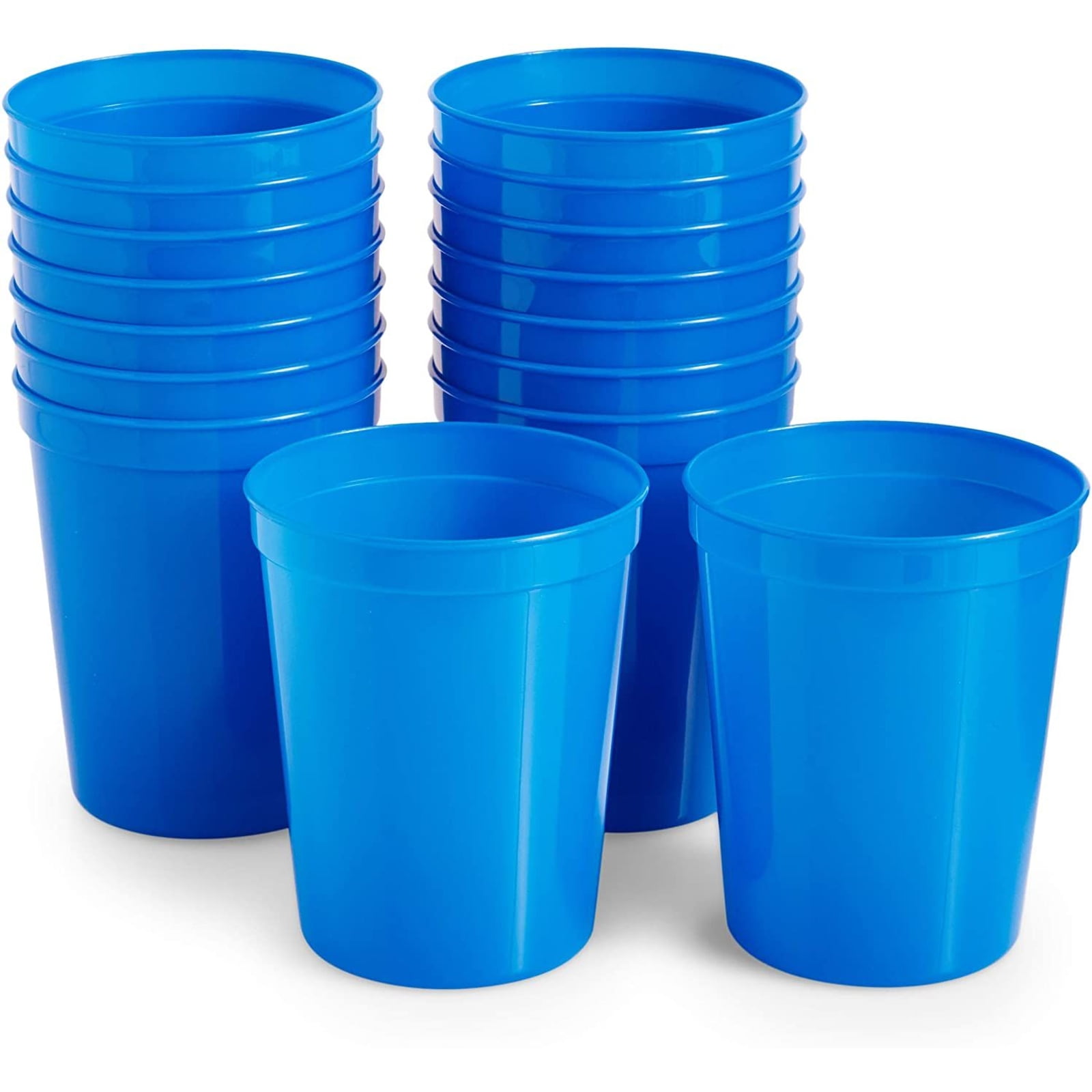 reusable blue plastic cups