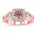 thumbnail image 2 of 1.50 Carat Princess cut Morganite and Diamond Engagement Ring in 14k Rose Gold affordable morganite and diamond engagement ring, 2 of 3