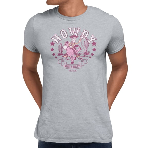 Disney Pixar Toy Story Howdy Woody Bullseye Star Men's T-Shirt (Sport Grey, S-XXXL)