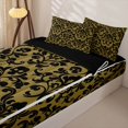 thumbnail image 3 of Homewish Antique Damask Skull Zipper Twin Comforter Sets with Fitted Sheet and 2 Pillowcases for Kids, Taupe Classic Floral Gothic Zipper Bedding Set, Black Reversible, 4 Pieces, 3 of 6