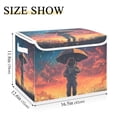 thumbnail image 5 of Yayeee Collapsible Cube Storage Bin with Lid Fabric Closet Decorative Basket with Handles, Astronaut at Dawn, 5 of 7