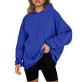 thumbnail image 2 of IROINNID Deals Sweatshirt for Women Fall Winter Casual Long Sleeve Pullover Solid Basic Hoodie Warm Loose Fit Pullover Sweatshirt,Blue, 2 of 7