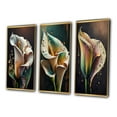 thumbnail image 3 of Designart "Green & White Calla Blossom II" Floral & Botanical Framed Wall Art Set Of 3 - Green Lily Frame Gallery Wall Set For Home Decor, 3 of 6
