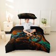 thumbnail image 2 of Castle Fairy Retro Motocross Bike Twin Bedding for Teens, Dynamic Mud Track Duvet Cover Set for Bedroom, Brown Teal,Black Reversible,2pcs,No Comforter, 2 of 6