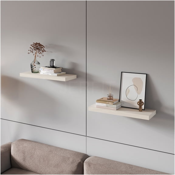 JERFIT White Oak Floating Shelf Wall Mounted, 32" Modern Wood Shelf with Hidden Brackets for Bathroom, Kitchen, Living Room