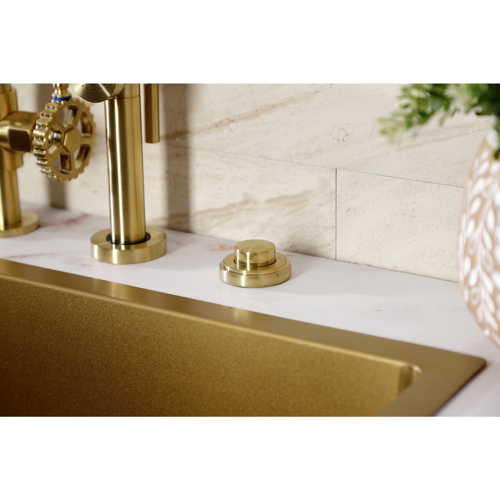 Kingston Brass KA217 Trimscape Disposal Air Switch Button in Brushed Brass