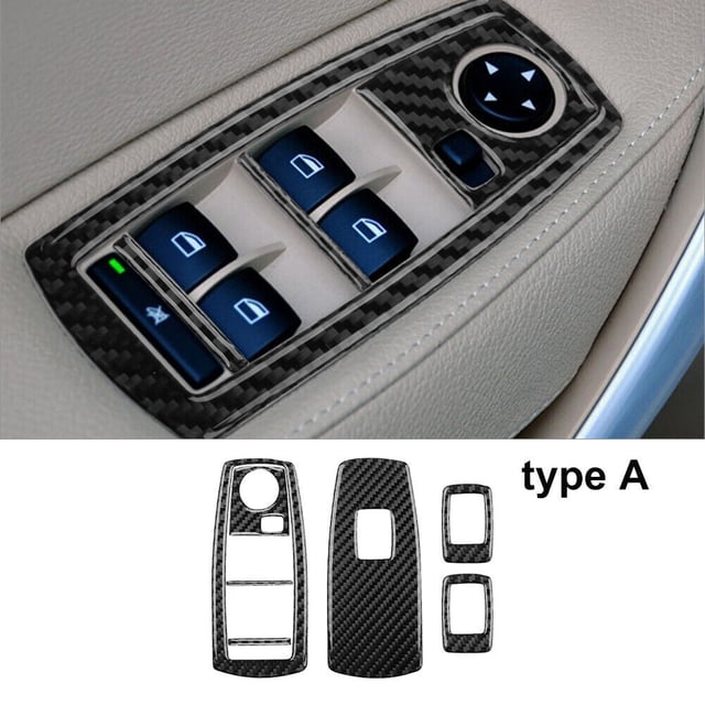 Real Bright Soft Car Interior Carbon Fiber Sticker Decoration5Pcs Carbon Fiber Window Lift Switch Cover For BMW X3 E83 2004-10 Type AAuto Car Protection Interior Accessories