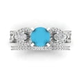 thumbnail image 2 of 1.89 ct Brilliant Round Cut Turquoise 18K White Gold Solitaire with Accents Engagement Bridal Wedding Ring Band Set size 8.75, 2 of 7