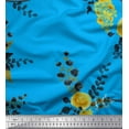 thumbnail image 1 of Soimoi Blue polyester Crepe Fabric Leaves & Floral Fabric Prints by Yard 42 Inch Wide, 1 of 1