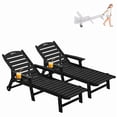 thumbnail image 3 of Cobiod Outdoor HDPE Chaise Lounge Chair Set of 2 , 5-Position Adjustable Reclining Lounger with Wheels & Cup Holders,350lb Capacity,Overall length 78" , Black, 3 of 8
