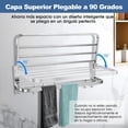 thumbnail image 4 of Toalleros de Baño Plegable, Accesorios de Baño de Acero Inoxidable, Toallero Plegable de Pared, Estantería de Almacenamiento para Baño con Ganchos para Baño, Cocina y Hotel (Silver), 4 of 13