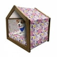 thumbnail image 1 of Garden Art Pet House, Pattern with Different Blooming Flowers Delicate Beauty of the Nature Theme, Outdoor & Indoor Portable Dog Kennel with Pillow and Cover, 5 Sizes, Multicolor, by Ambesonne, 1 of 5