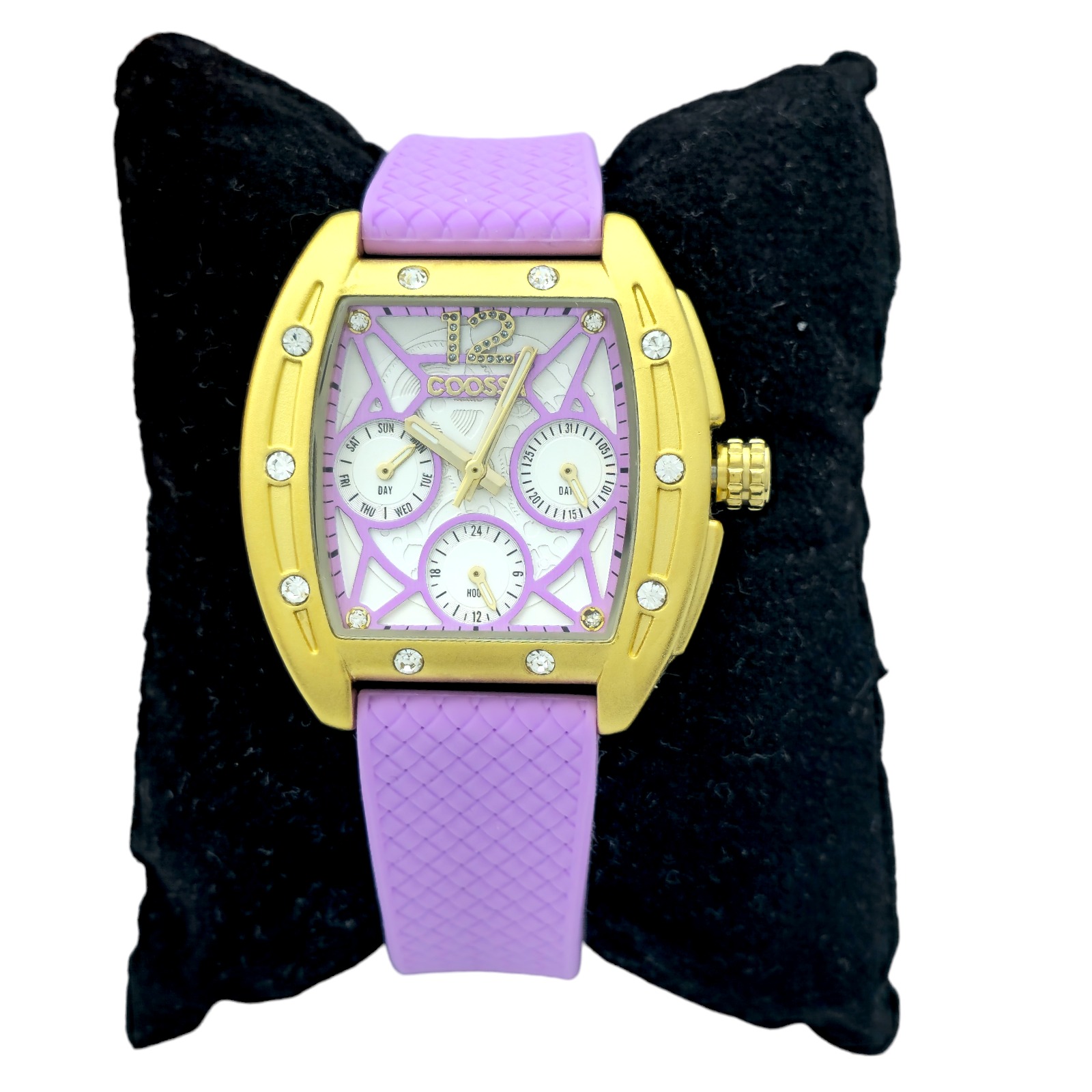 COOSSA ORIGINAL Edición Especial Reloj Tonneau para Mujer 35MM Oro/Púrpura Día-Fecha 2