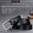 thumbnail image 3 of JingHao Mens Belt Big and Tall 30"-65",Genuine Leather Belts for Men,Casual Work Dress Jeans Belt,Black Brown Width 1.45(52"-54"/Belt Length 150cm, Black), 3 of 7