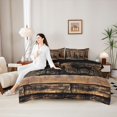 thumbnail image 4 of Castle Fairy Wildlife Deer Queen Bedding 7pcs,Vintage Rustic Animal Cabin Bedding Comforter Set Queen,Natural Black,Black Reversible, 4 of 7