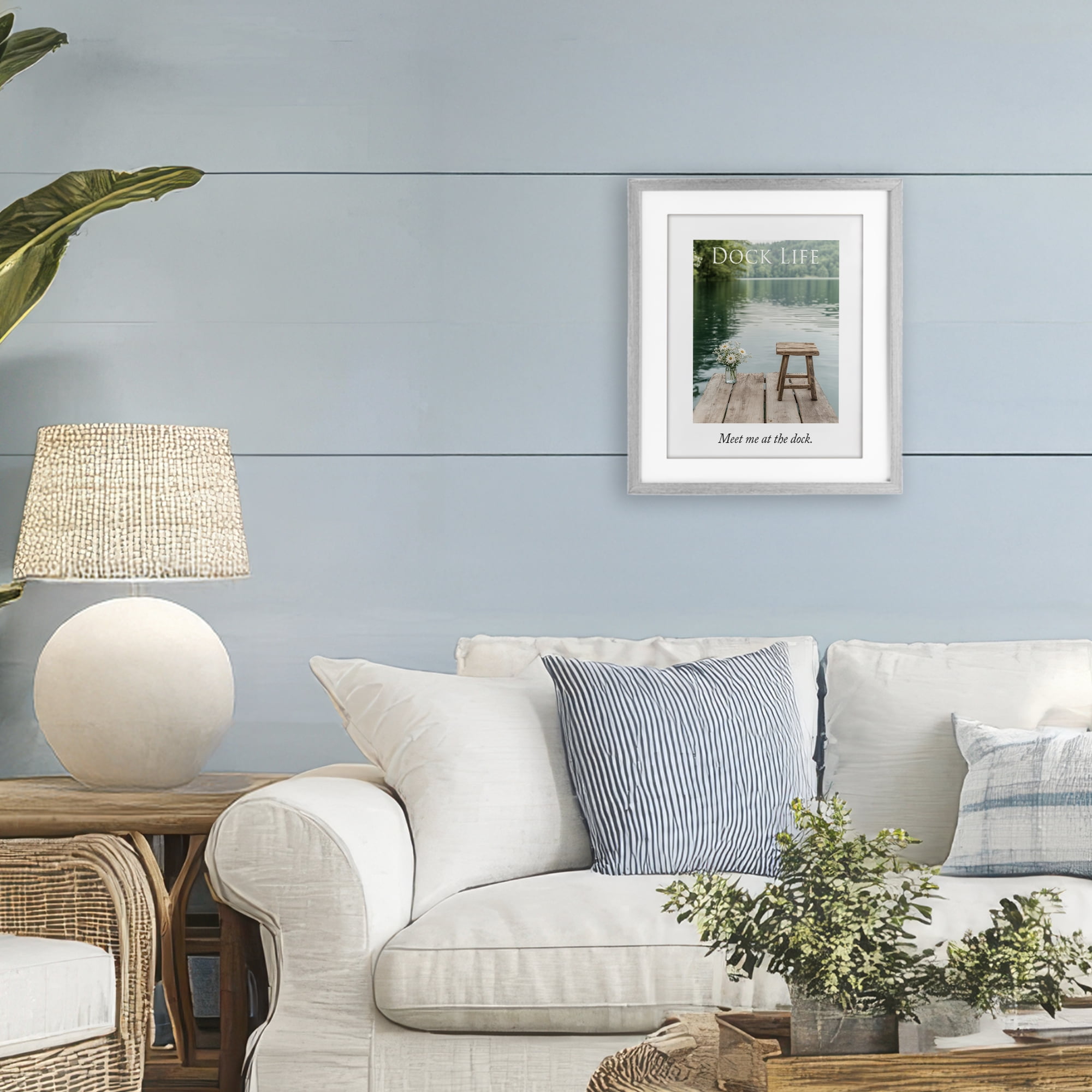 Stupell Industries Dock Life Calming Scenery Gray Framed Print Under Glass, design by A Barefoot Stylist