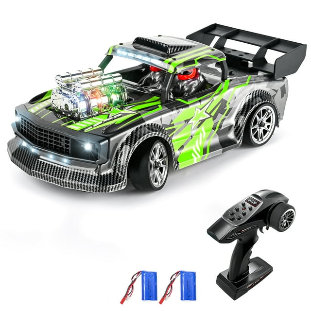 Carro de control remoto RC Drift Car 1/18 RC Car 2,4 GHz 4WD 30 km/h RC Race Car escala completa alta velocidad niños regalo RTR con función ESP 2 batería Meterk Carro de control remoto