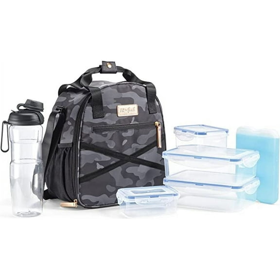 Medport 7615FFSC2767 Deluxe Lunch Bag with Containers - Black Camo