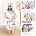 thumbnail image 4 of Wearable Blanket with Sleeves and Pocket Oversized Hooded Sweatshirt 3-14 YR Pink Flamingos Pattern S, 4 of 7