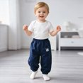 thumbnail image 5 of 6-12 Months 3 Pack Toddler Baby Boys Pants Toddler Boys Clothes Kids Boys Sweatpants Cute Casual Elastic Waist Joggers Athletic Pants Size 6M-4T,Navy, 5 of 8
