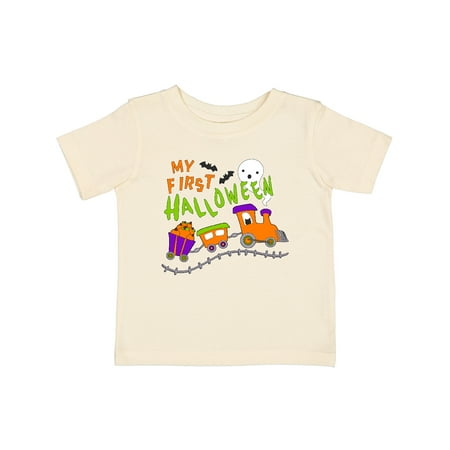

Inktastic My First Halloween- Train with Pumpkins Bats Cat and Ghost Gift Baby Boy or Baby Girl T-Shirt