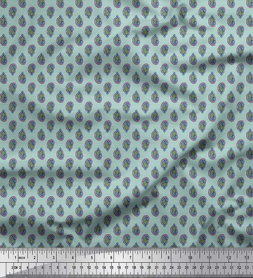 Soimoi Poly Georgette Fabric Dot & Paisley Small Print Fabric by The Yard 52 Inch Wide