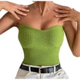 thumbnail image 4 of Wenyuyu Women's Crop Tube Tops Trendy Summer Y2K Slim Sexy Bandeau Solid Knitted Sleeveless Backless Cami Shirts Green L, 4 of 8