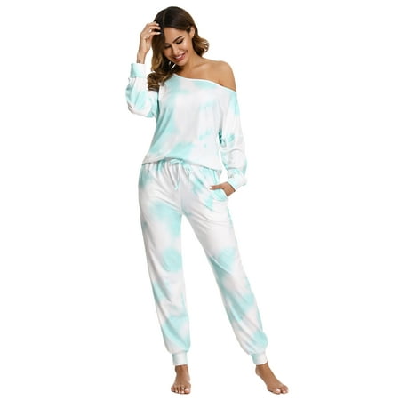 

Women’s Long Sleeve Sleepwear with Long Pants Soft Loungewear Tie Dye Pajamas Set