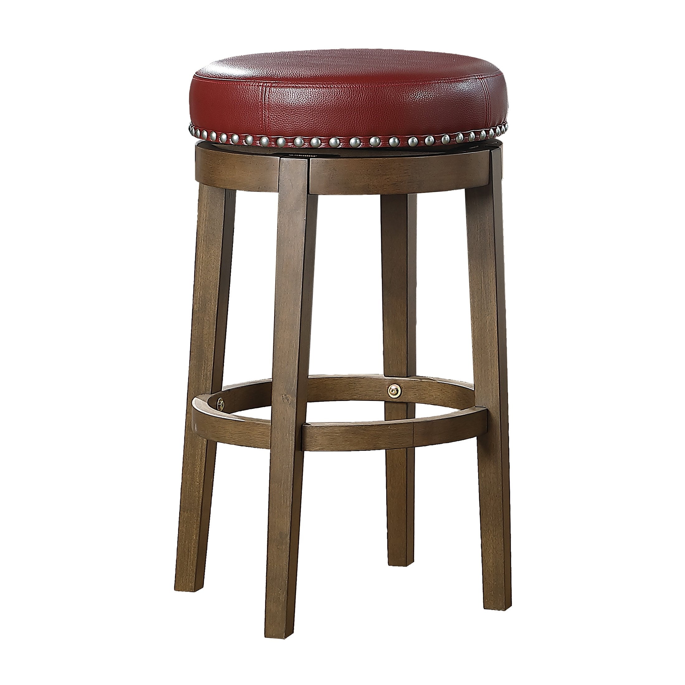 OakvillePark Muny Round Swivel Pub Height Barstool (Set of 2), Red