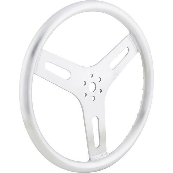 Speedway Motors 13 Inch Standard Aluminum Steering Wheel, 3-Spoke Oval Track Style with Finger Grip Nubs, 1/4 and 5/16 Inch Bolt Pattern, Flat Dish