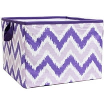 Bacati - MixNMatch Purple Zigzag Cotton Percale Fabric covered Storage, Large Box, 14 x 14 x 10 inches
