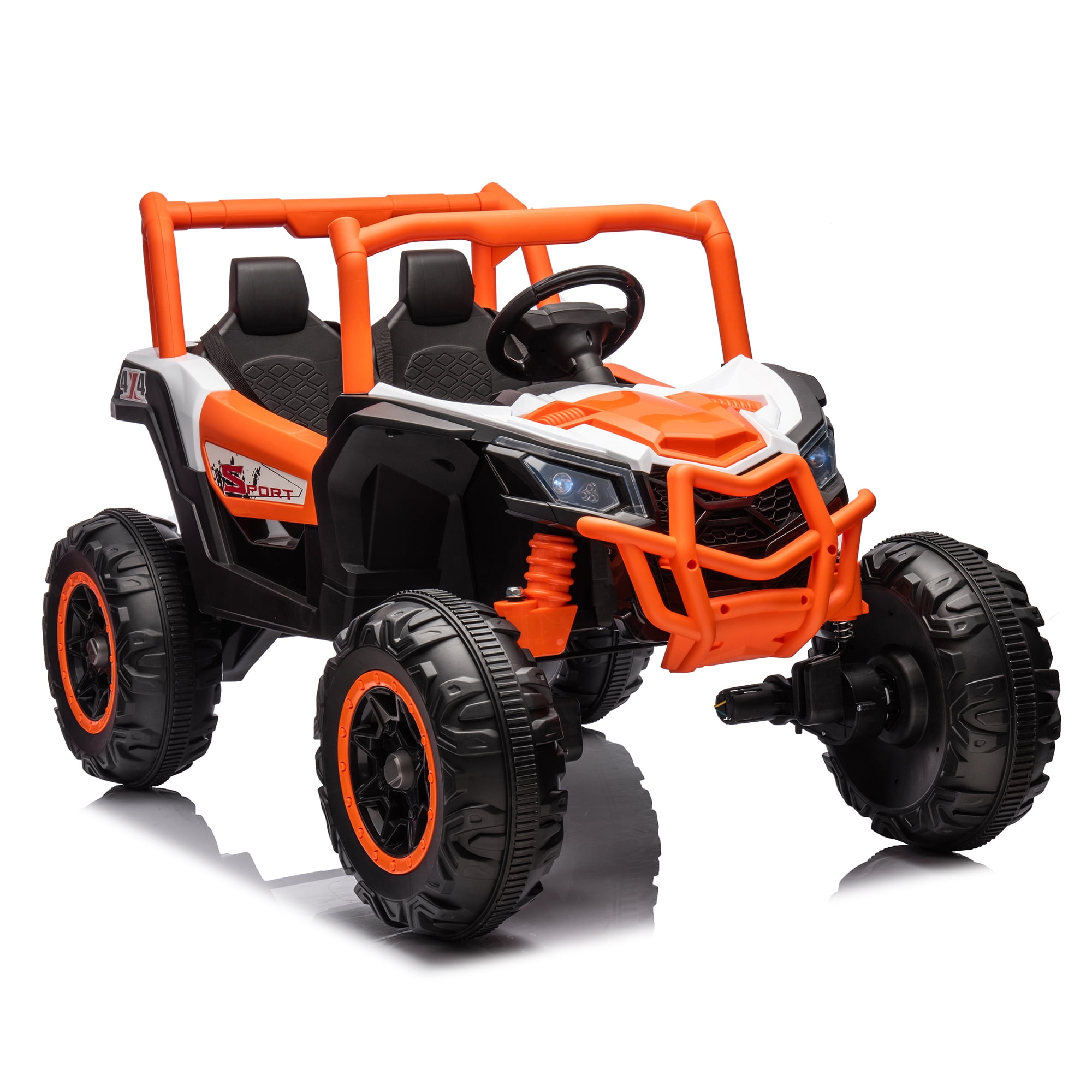 CIPACHO 24V Ride On UTV Car for Kid, 2seater Battery Powered Electric Off-Road Truck Car with Parent Remote Control, High Low Speed for Girls Boys, Orange