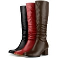thumbnail image 3 of Unique Bargains Women's Slouch Square Toe Chunky Heels Knee High Boots Black 9.5, 3 of 6
