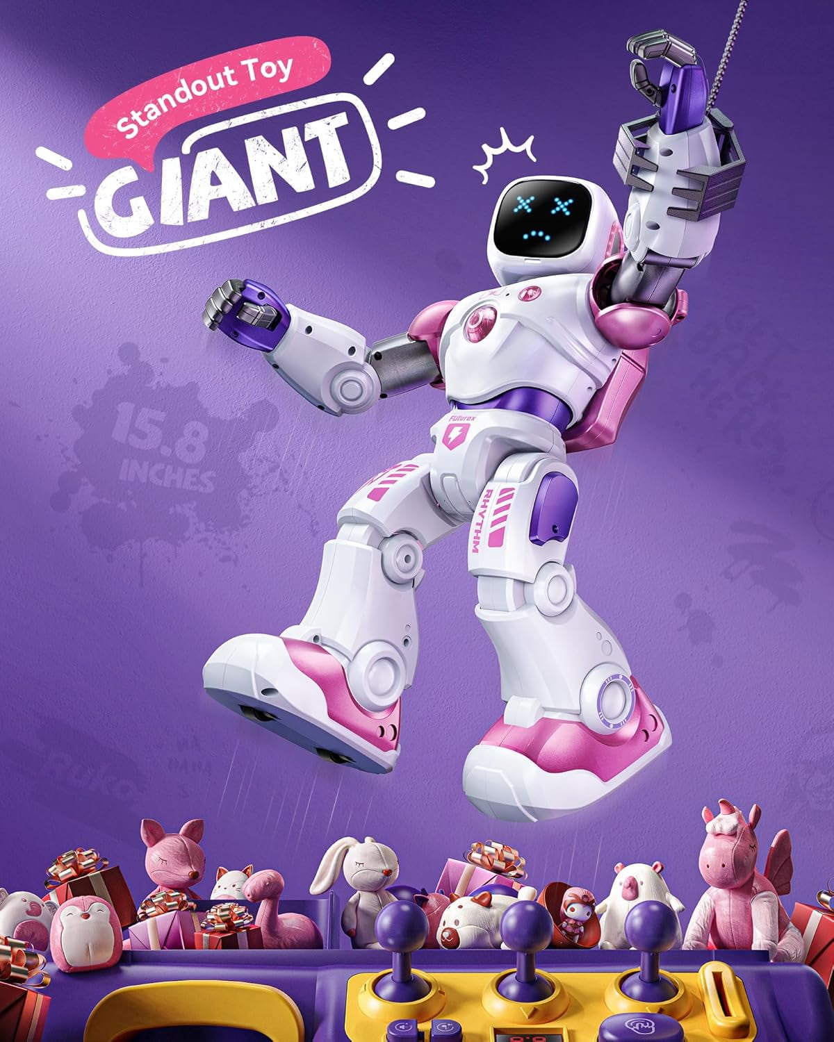Ruko 1088 Smart Robots for Kids, Large Programmable Interactive RC Robot with Voice Control, APP Control, Present for 4-9 Years Old Kids Boys and Girls, Pink