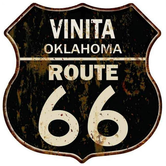 VINITA, OKLAHOMA Route 66 Shield Metal Sign Man Cave Garage 211110014183