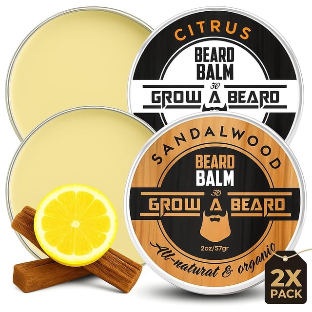 Bálsamo para barba GROW ALPHA BEARD con aroma a sándalo y cítricos, 60 ml x2