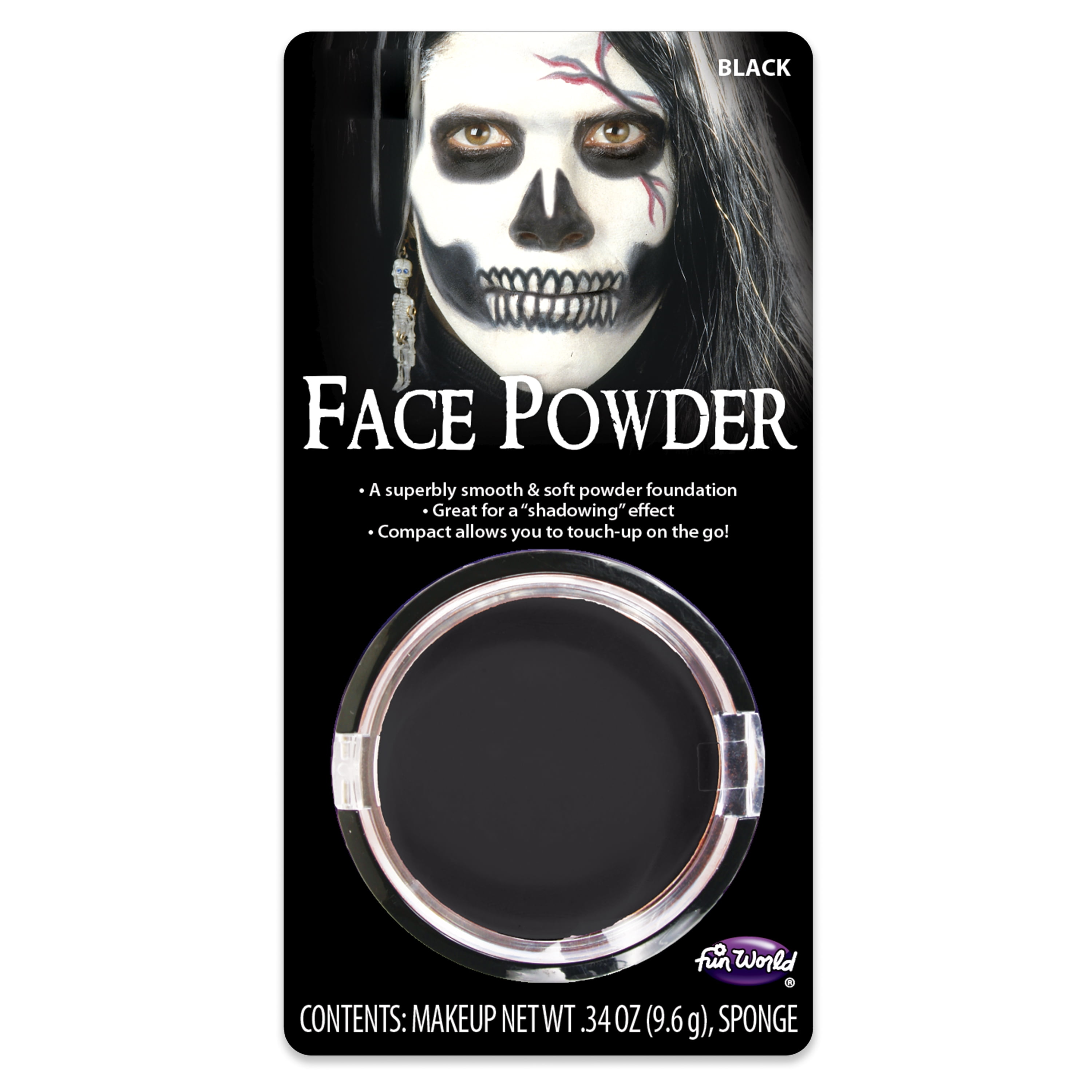 Fun World Inc. Fun World Halloween Costume Face Paint Foundation Makeup Pressed Powder, Black 9.6 g