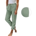 thumbnail image 4 of Cotton and Linen Embroidered Wide Leg Pants for Women Spring and Summer Loose High Waist Straight Casual Pants, 4 of 6