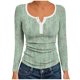 thumbnail image 3 of HongQid Women's Long Sleeve Shirts Casual Fall Henley Top Button Down Blouses Basic Ribbed Knit T Shirts, 3 of 6
