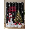 thumbnail image 4 of Fsddascl Merry Christmas Shower Curtain Set - Standard 72" x 72" Washable Bathtub Curtain with 12 Hooks, Cute Snowman Xmas Pine Tree Snowflakes Black Waterproof Fabric Shower Curtains for Bathroom, 4 of 6