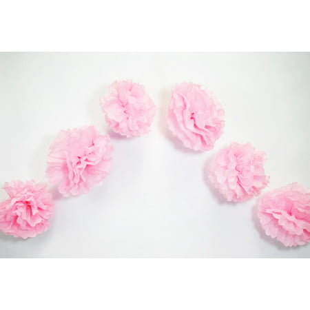 quasimoon ez-fluff 6'' pink passion hanging tissue paper flower pom pom, party garland decoration by