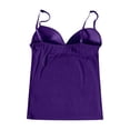 thumbnail image 5 of Alun Womens V-Neck Sleeveless Camisole with Built in Bra Summer Casual Spaghetti Strap Basic Tank Tops Plus Size Pure Color Seamless Cozyt Stretch Tight Cami 2-Dark Purple XL, 5 of 8
