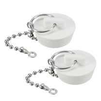 2 Pcs Tub Stoppers, Rubber Bathtub Stoppers Drain Plug 1-1/8" and 15" Beaded Chain, White