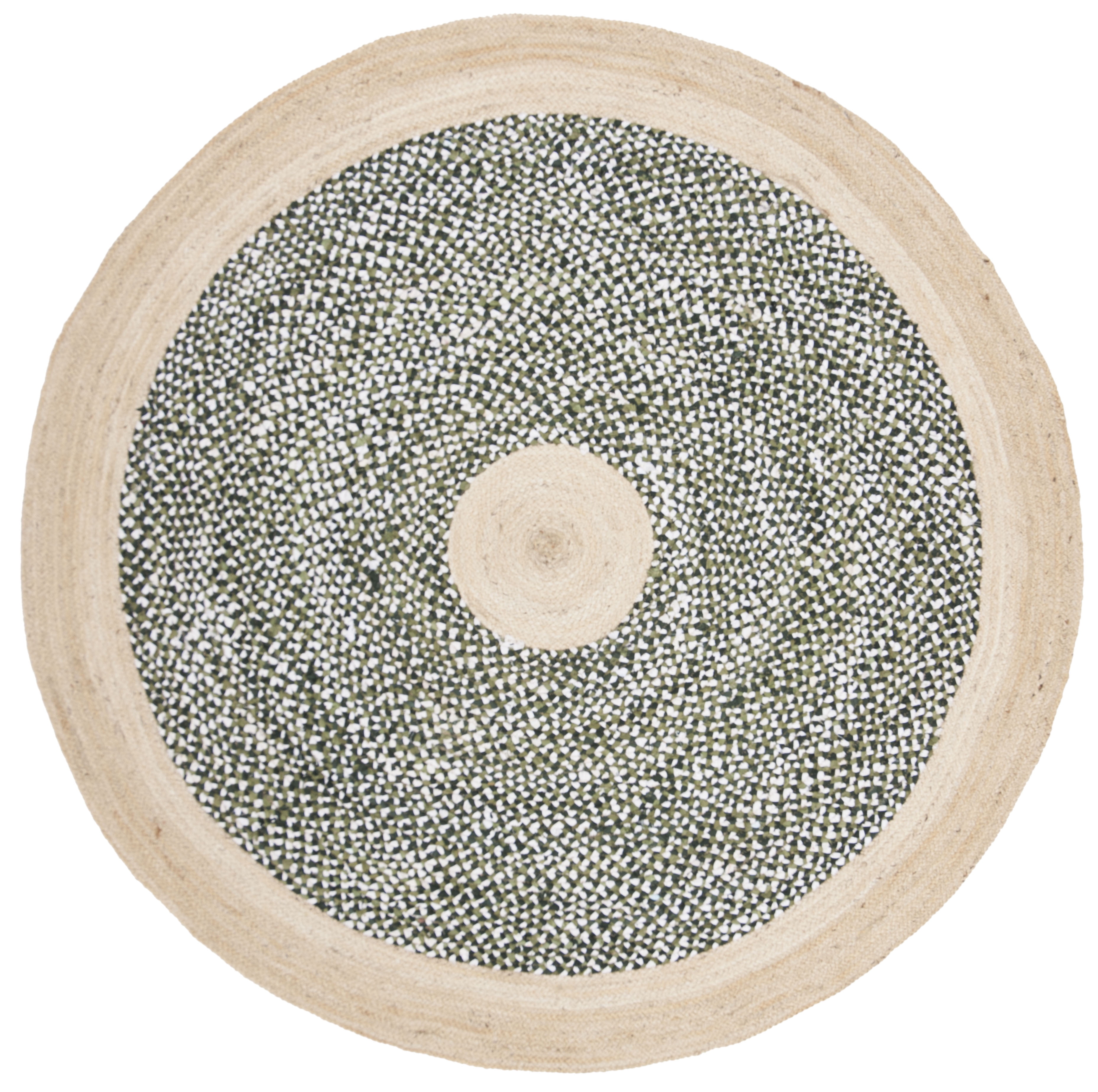 SAFAVIEH Cape Cod Wesley Striped Area Rug, Green/Natural, 5' x 5' Round