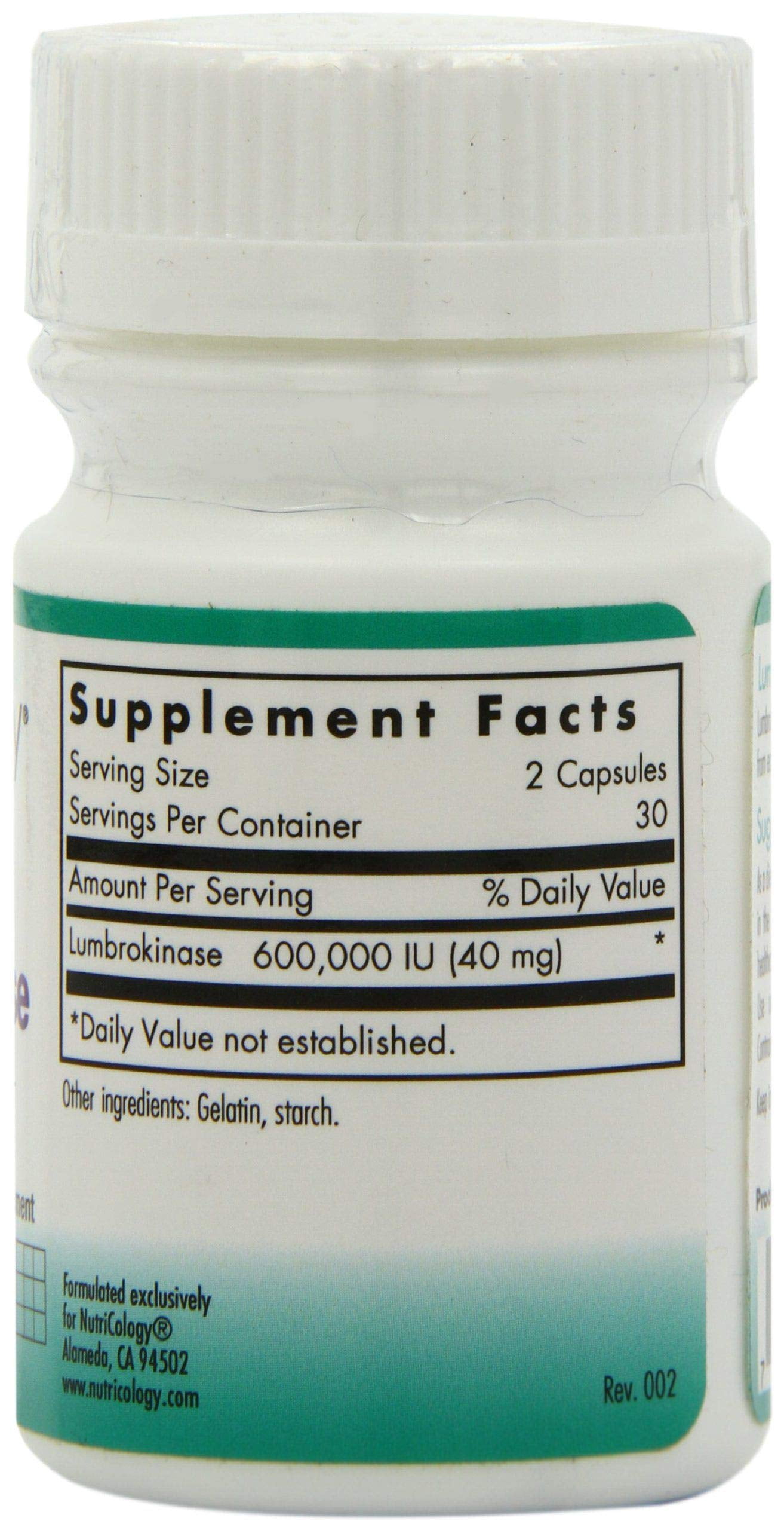 Nutricology Lumbrokinase Supplement - Circulatory System Support, Supports Blood Circulation Already in The Normal Range - 60 Delayed Release Vegetarian Capsules