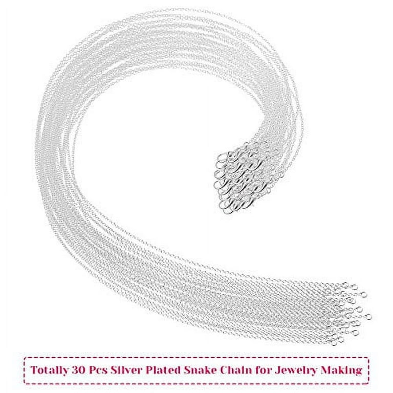 30 Pack Necklace Chains Bulk for Jewelry Making, Selizo Bulk Necklace Chains  Silver Plated Cable Chains for Jewelry Making, 1.2 mm (18 Inches) 