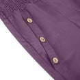 thumbnail image 7 of gbyLJF Women's Linen Palazzo Pants Fall Flowy Wide Leg Beach Pants with Pockets Elastic Waist Yoga Pants for Women Purple 3XL, 7 of 7