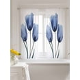 thumbnail image 3 of Blue Tulip Flower Tier Curtains 45 Inch Length,Sheer Curtains for Bedroom Living Room Window Vintage Spring Plant Floral Botanical Small Half Window Kitchen Curtains & Drapes 27.5"x45" 2 Panels, 3 of 6
