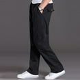 thumbnail image 5 of ADSSDQ Mens Lightweight Pull On Zip Fly Drawstring Cargo Pants Elastic Waist Relaxed Fit 6 Pockets Black L, 5 of 5